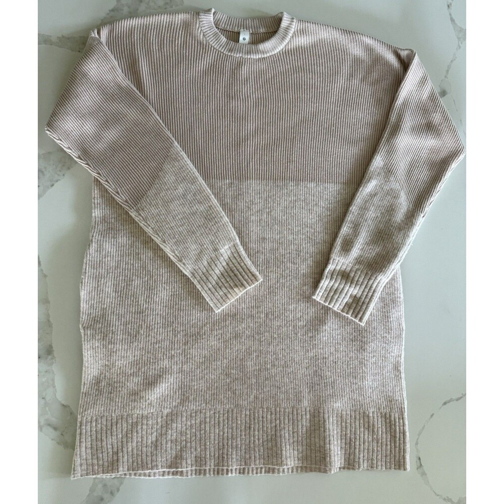 Lululemon Restful Intention Sweater Women’s Large Heathered Pink/ tan Pockets